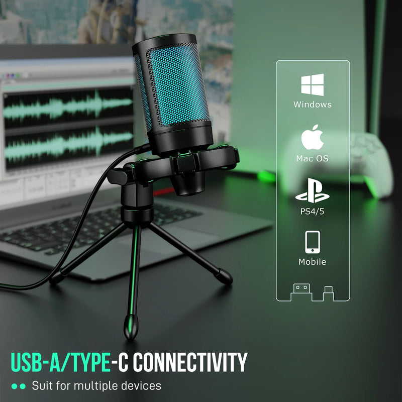 FIFINE AmpliGame RGB USB Gaming Microphone